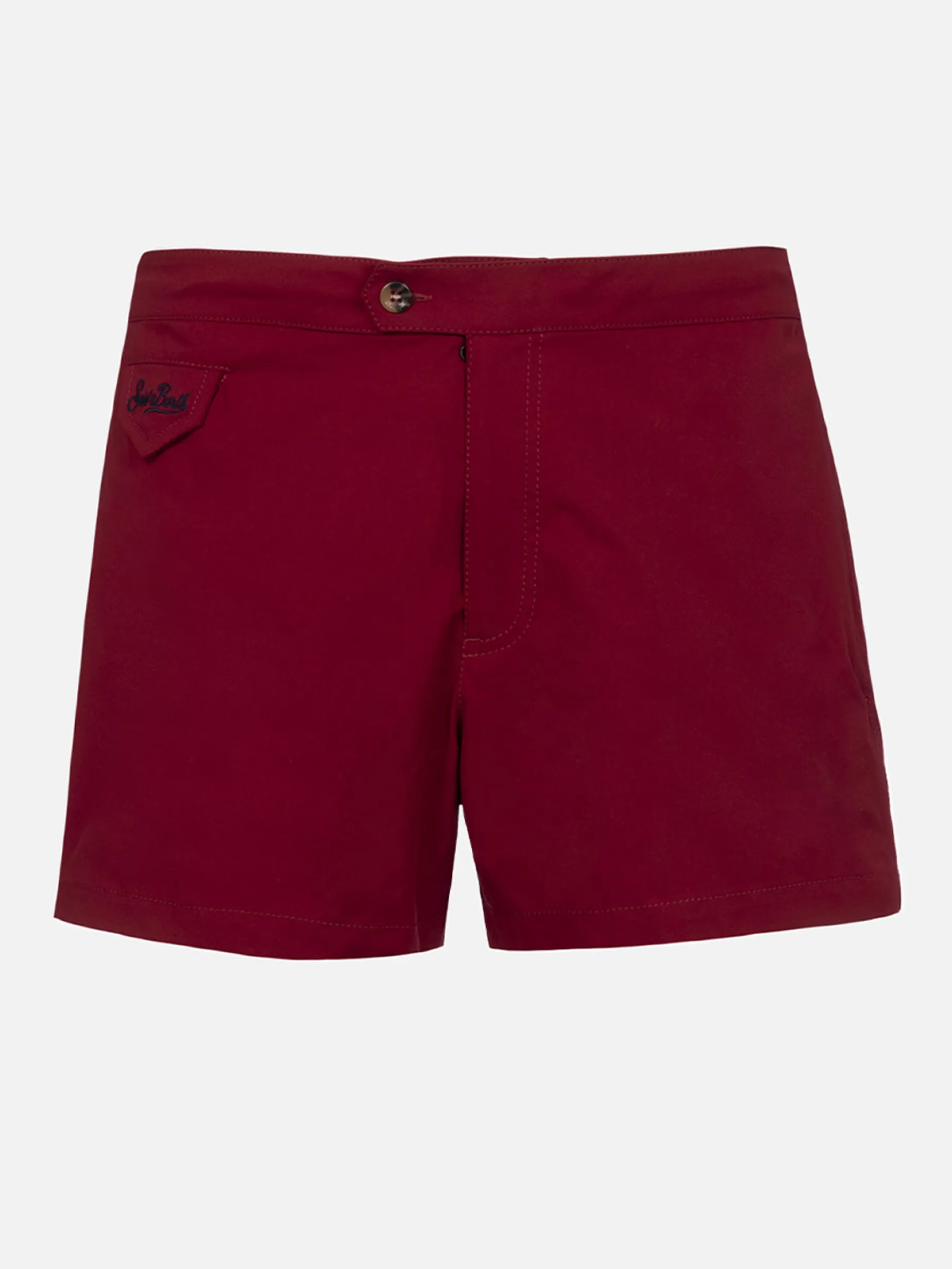 Burgunderrote, tailliert geschnittene Badeshorts für Herren von Harrys