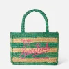 Colette Basthandtasche mit weißen und grünen Streifen