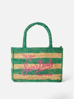 Colette Basthandtasche mit weißen und grünen Streifen