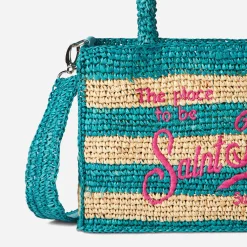 Colette Basthandtasche mit weißen und blauen Streifen