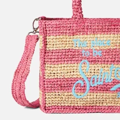 Colette Basthandtasche mit weißen und rosa Streifen