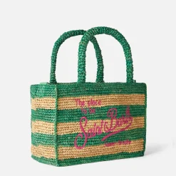 Colette Basthandtasche mit weißen und grünen Streifen