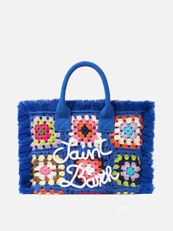 Colette blaue Häkelhandtasche