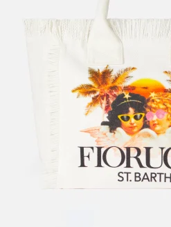 Colette Handtasche aus weißem Baumwollcanvas mit Fiorucci Angels-Print | FIORUCCI-SONDERAUSGABE