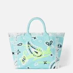 Colette wassergrüne Handtasche aus Baumwollcanvas mit Bandana-Print