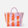 Colette-Handtasche aus Baumwollcanvas mit lila und roten Streifen