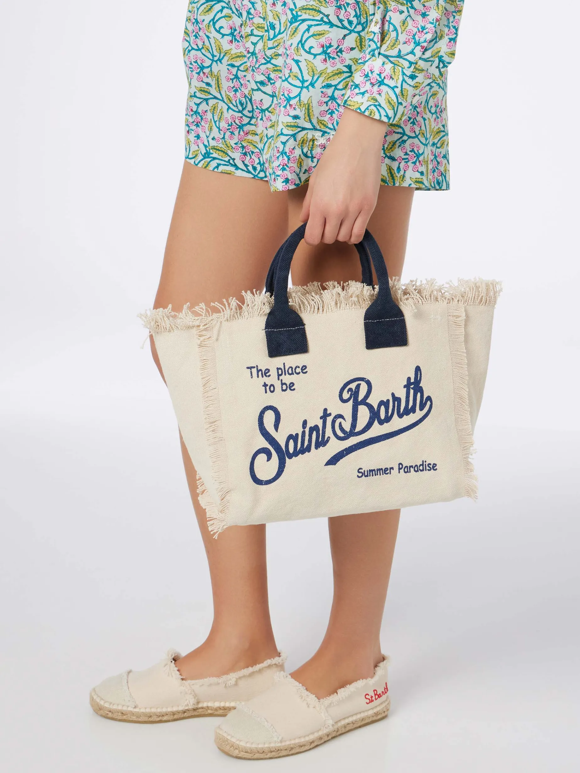 Colette-Handtasche aus cremefarbenem Baumwollcanvas