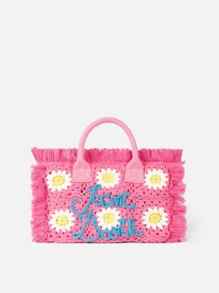 Colette-Handtasche mit gehäkelten Blumenaufnähern