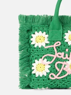 Colette-Handtasche mit gehäkelten Blumenaufnähern