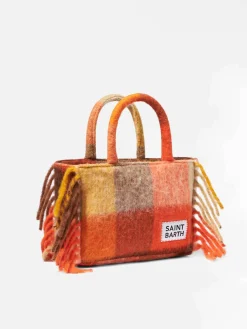 Colette-Handtasche mit mehrfarbigem Karo und Fransen