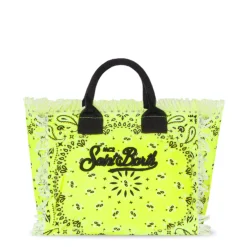 Colette-Tasche aus Baumwollcanvas mit neongelbem Bandana-Aufdruck