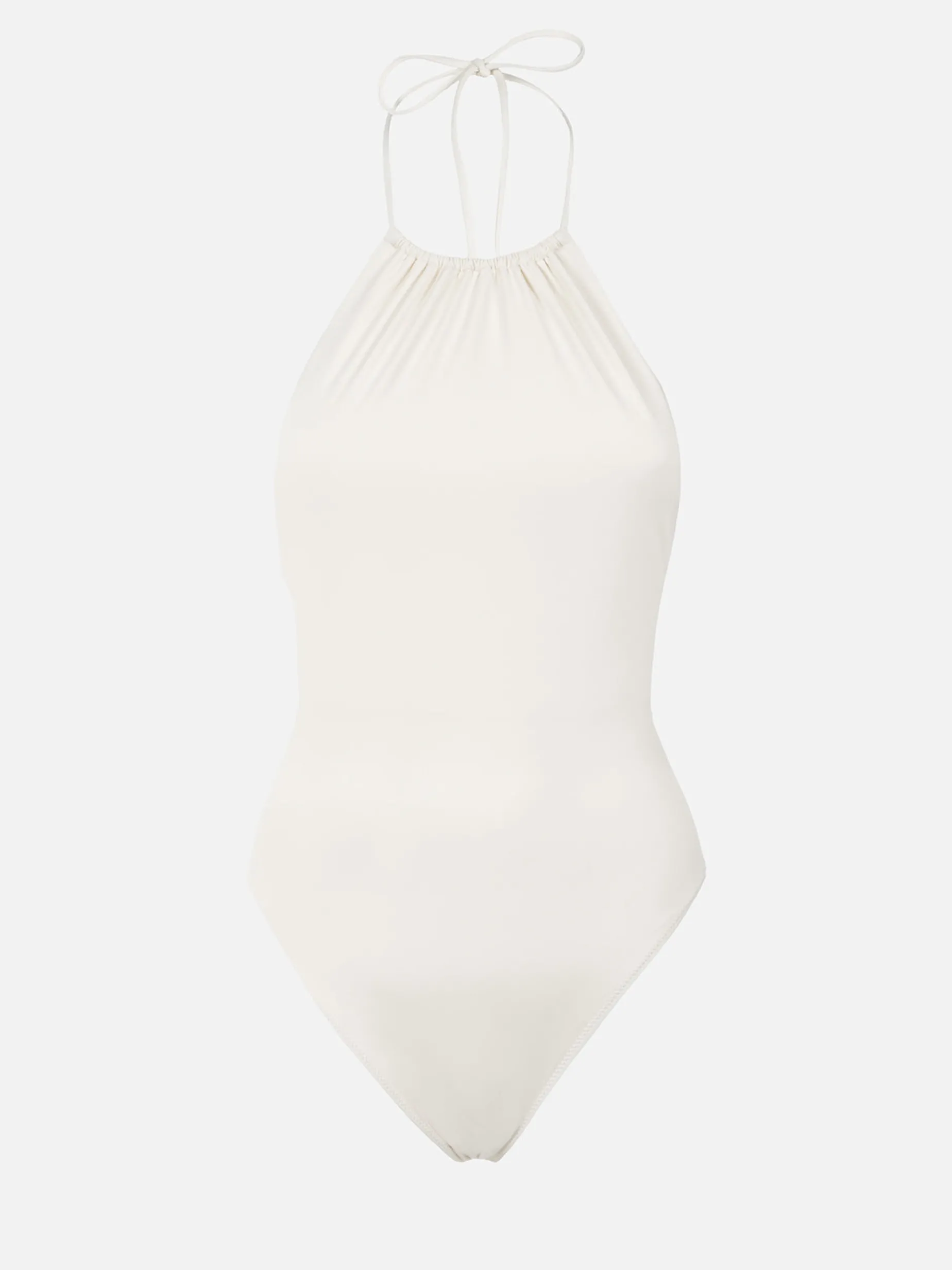 Cremefarbener Neckholder-Badeanzug für Damen