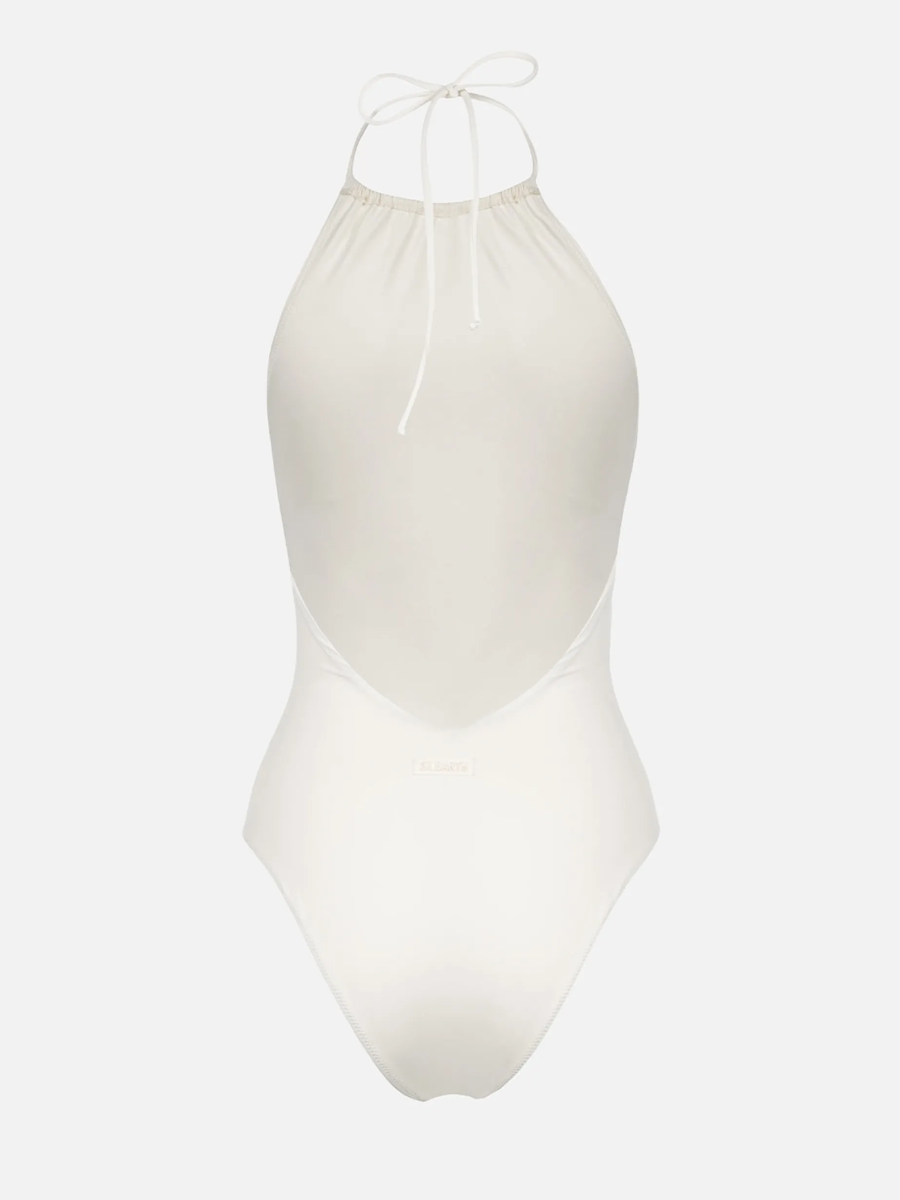 Cremefarbener Neckholder-Badeanzug für Damen