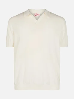 Cremefarbenes Herren-Strickpoloshirt Sloan