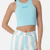 Crop-Top aus Baumwolle im Rippenstrick für Damen mit Saint Barth Beach Club-Stickerei