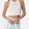 Crop-Top aus Baumwolle im Rippenstrick für Damen mit Saint Barth Beach Club-Stickerei