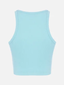 Crop-Top aus Baumwolle im Rippenstrick für Damen mit Saint Barth Beach Club-Stickerei