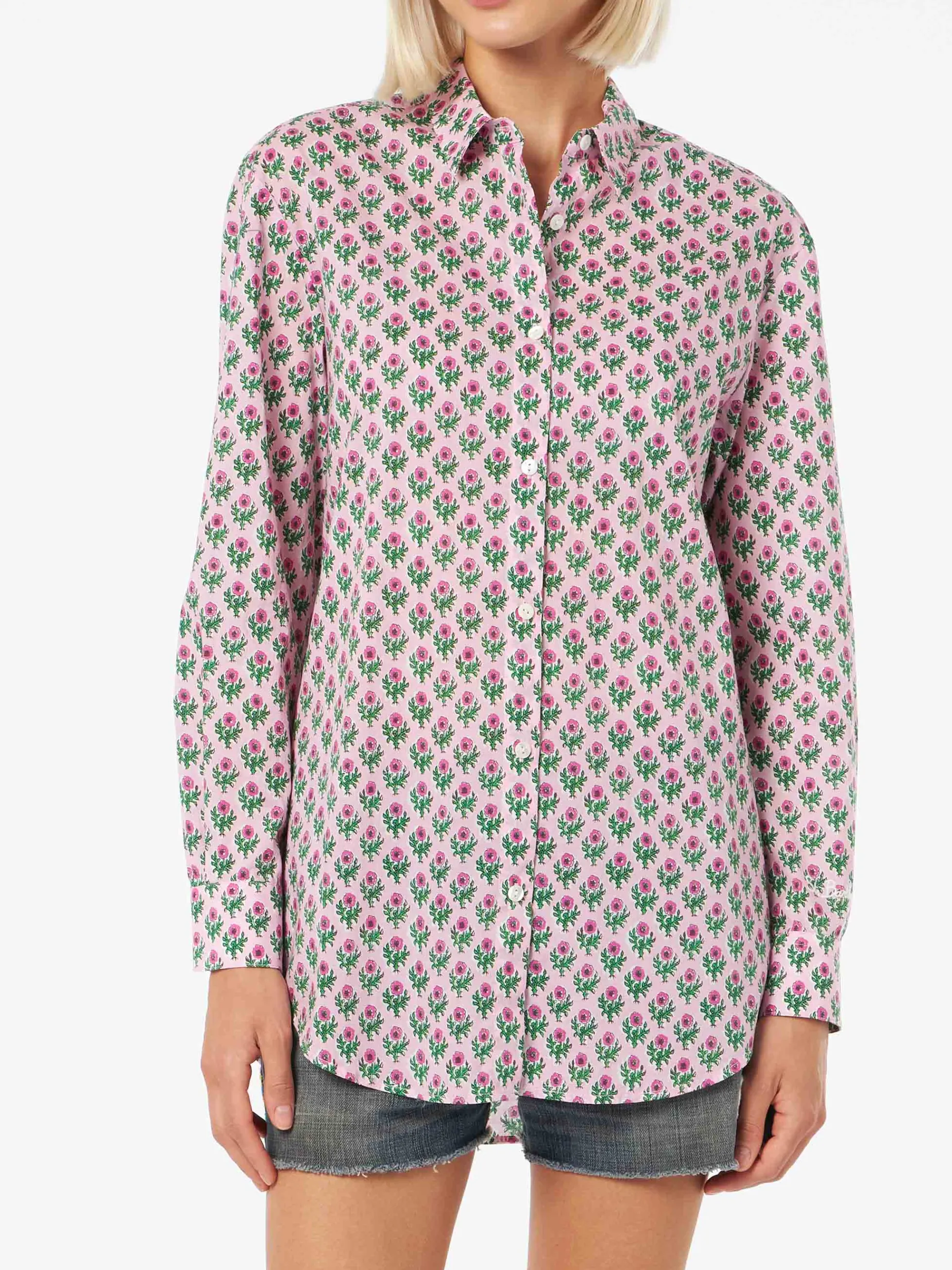 Damen Baumwollshirt Brigitte mit Blumenprint