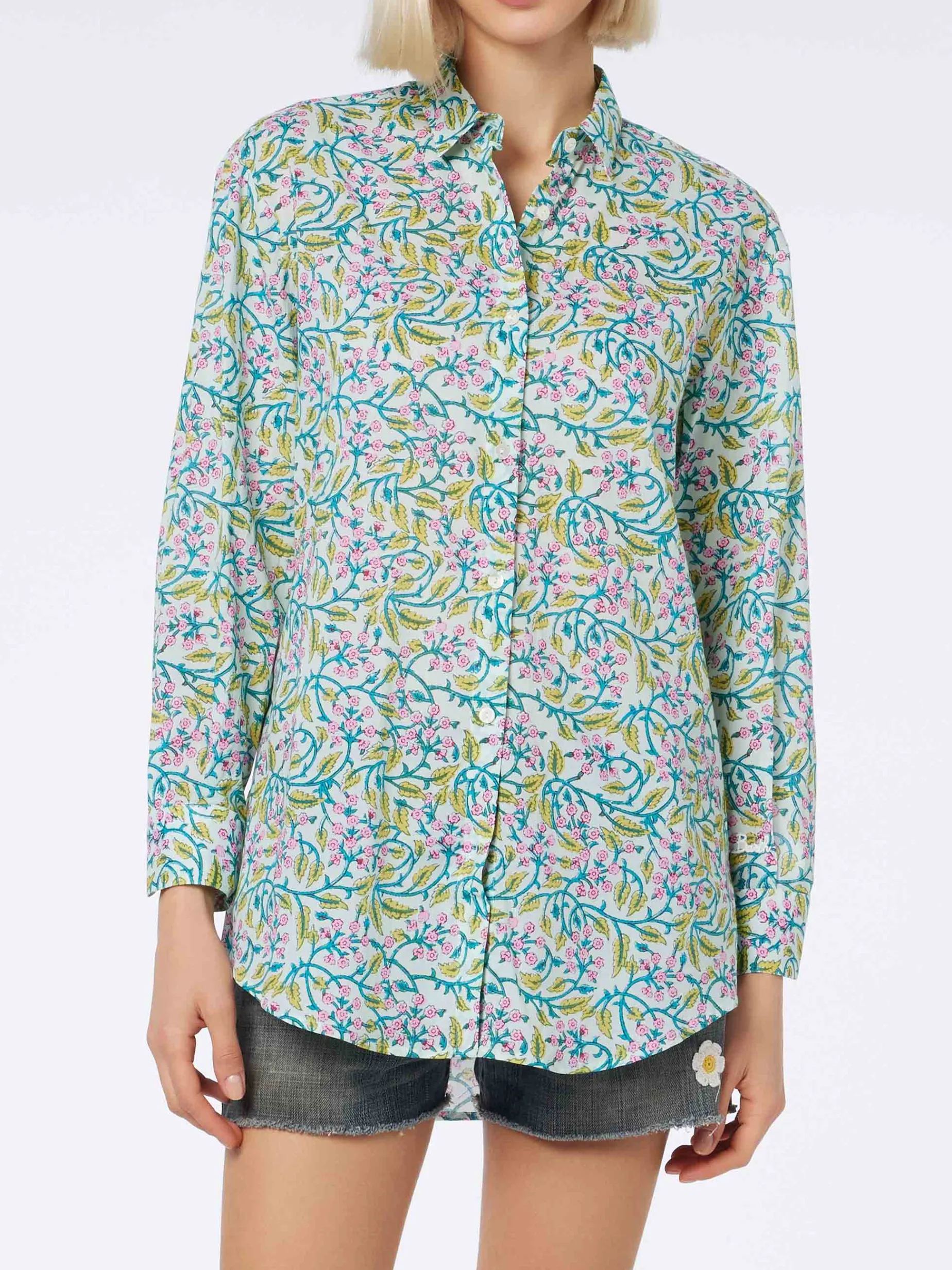 Damen Baumwollshirt Brigitte mit Blumenprint