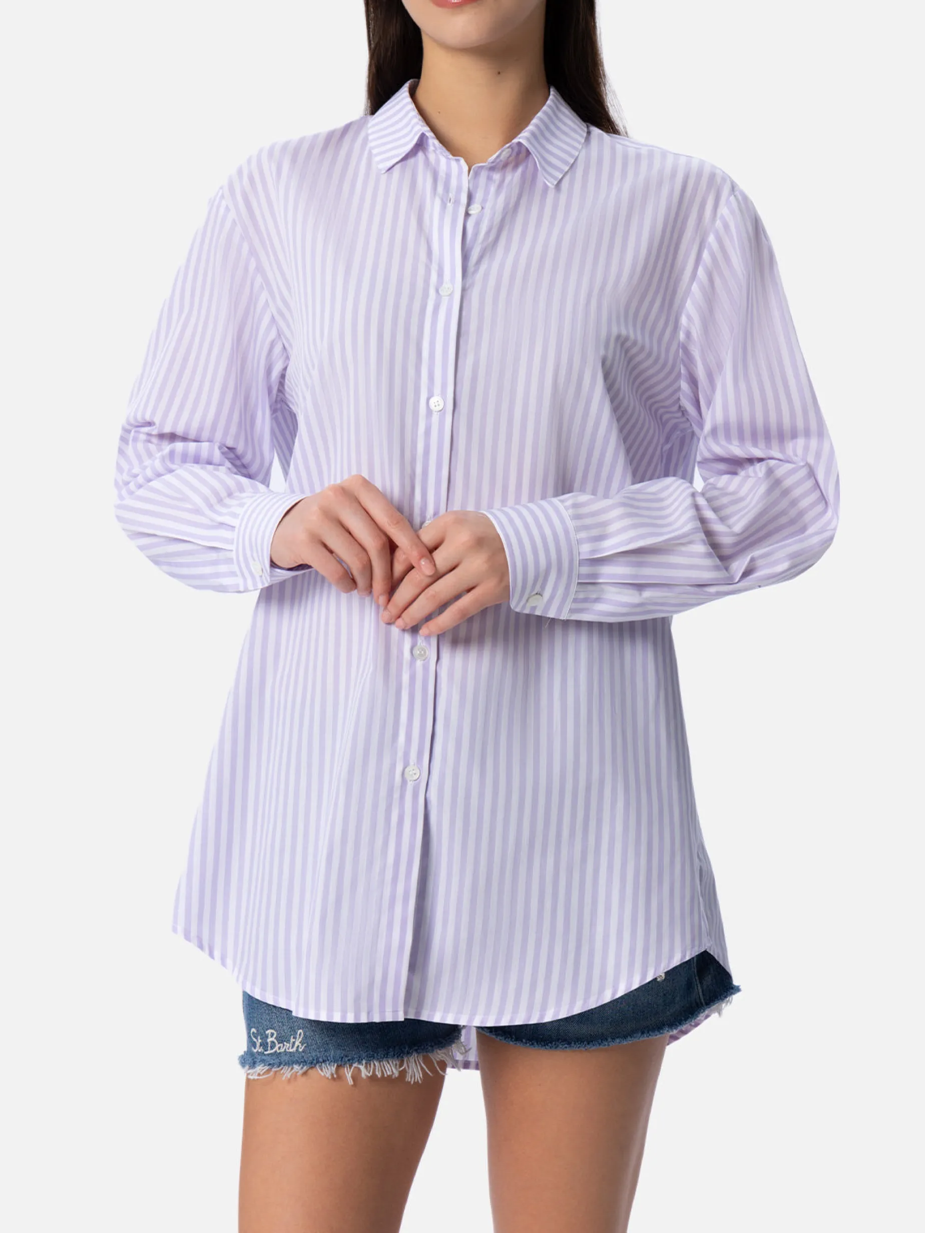 Damen Baumwollshirt Brigitte mit Streifenprint