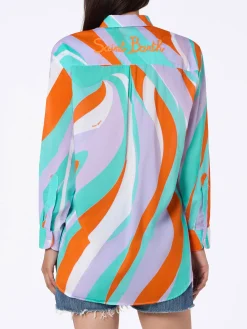 Damen Baumwollshirt Brigitte mit Shape Wave-Print