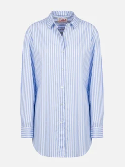 Damen Baumwollshirt Brigitte mit hellblauem Streifenprint
