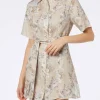 Damen Blumen-Leinenkleid Hermine