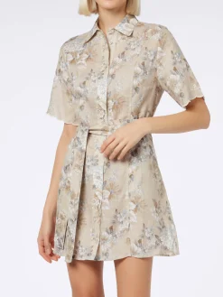 Damen Blumen-Leinenkleid Hermine