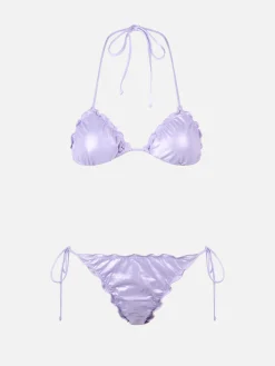 Damen Lamina Lila Klassischer Triangel Bikini Schütze Miami