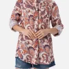 Damen Leinenhemd Alodie mit Paisley-Print und Taschen