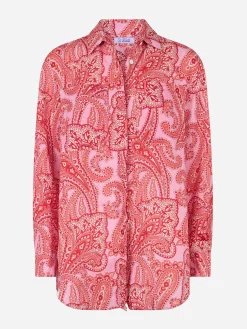 Damen Leinenhemd Alodie mit Paisley-Print und Taschen