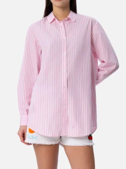 Damen Print Baumwollshirt Brigitte mit Streifenprint