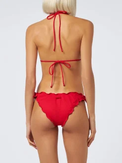 Damen roter klassischer Triangel-Bikini Schütze Mond