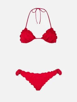 Damen roter klassischer Triangel-Bikini Schütze Mond