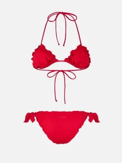 Damen roter klassischer Triangel-Bikini Schütze Mond