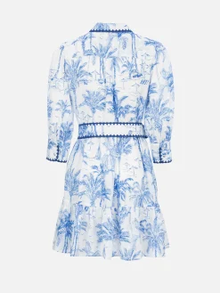 Damen Toile de Jouy Leinenkleid Daisi