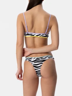 Damen Zebra-Bralette-Bikini Judy Naomi mit Paspelierung