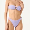 Damen-Bandeau-Bikini in Crinkle-Pastelltönen