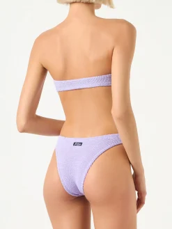 Damen-Bandeau-Bikini in Crinkle-Pastelltönen