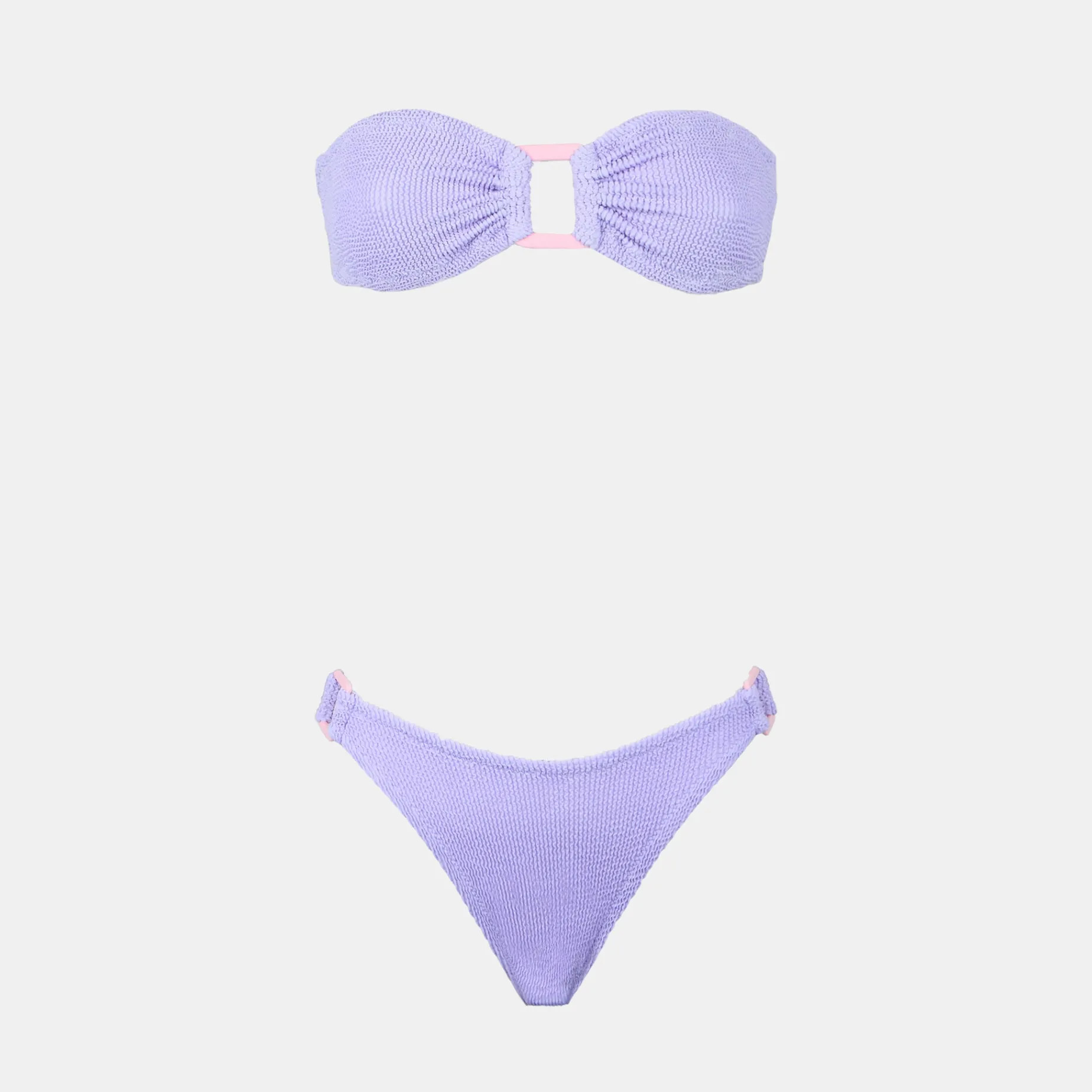 Damen-Bandeau-Bikini in Crinkle-Pastelltönen