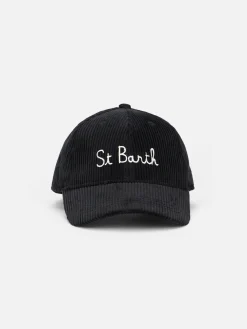 Damen-Baseballkappe aus Cord mit St. Barth-Stickerei