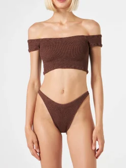 Damen-Bikini in Crinkle-Optik mit breiten Trägern