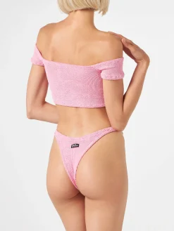 Damen-Bikini in Crinkle-Optik mit breiten Trägern