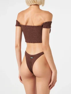 Damen-Bikini in Crinkle-Optik mit breiten Trägern