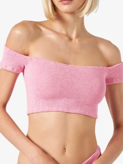 Damen-Bikini in Crinkle-Optik mit breiten Trägern
