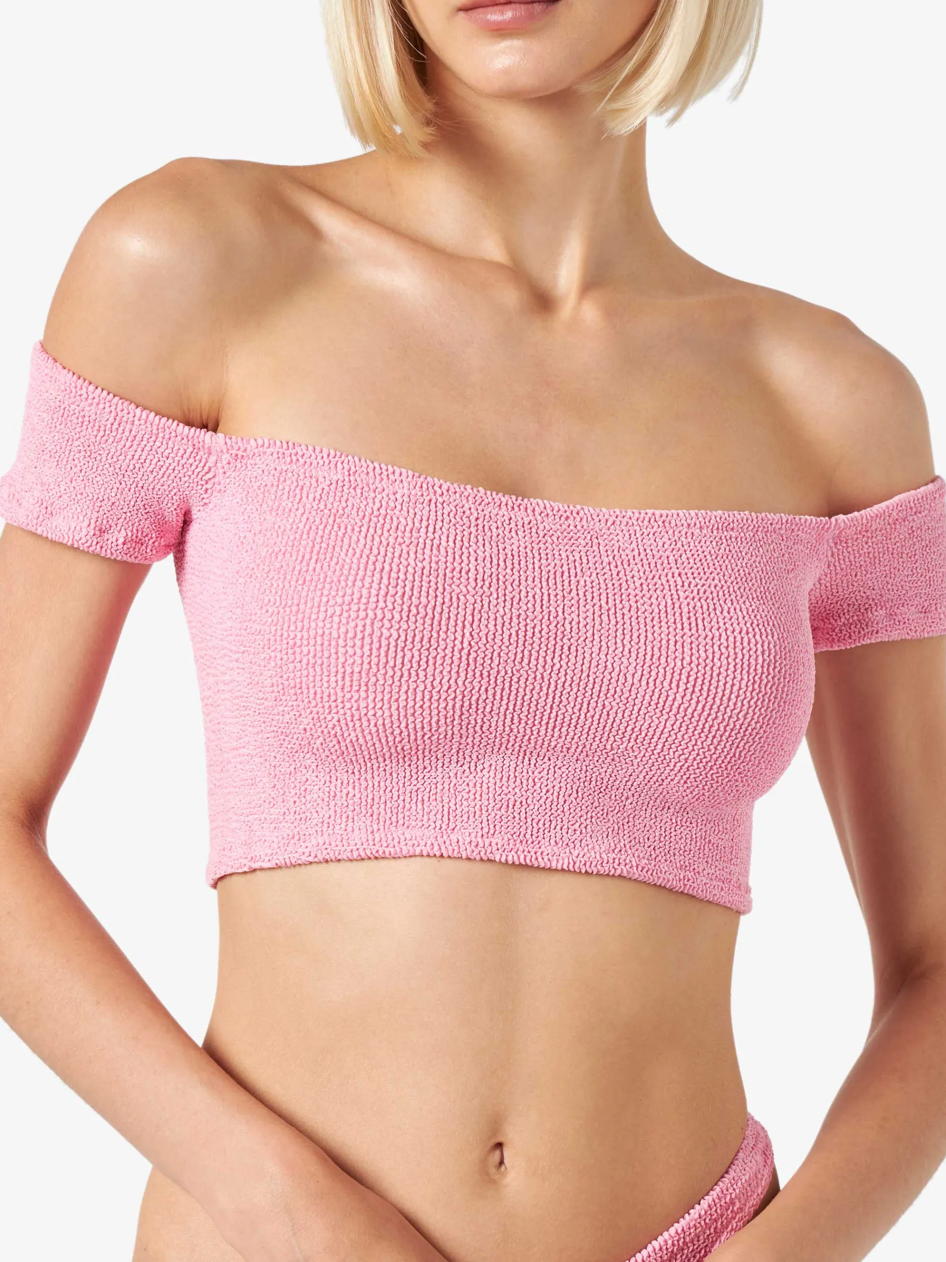 Damen-Bikini in Crinkle-Optik mit breiten Trägern