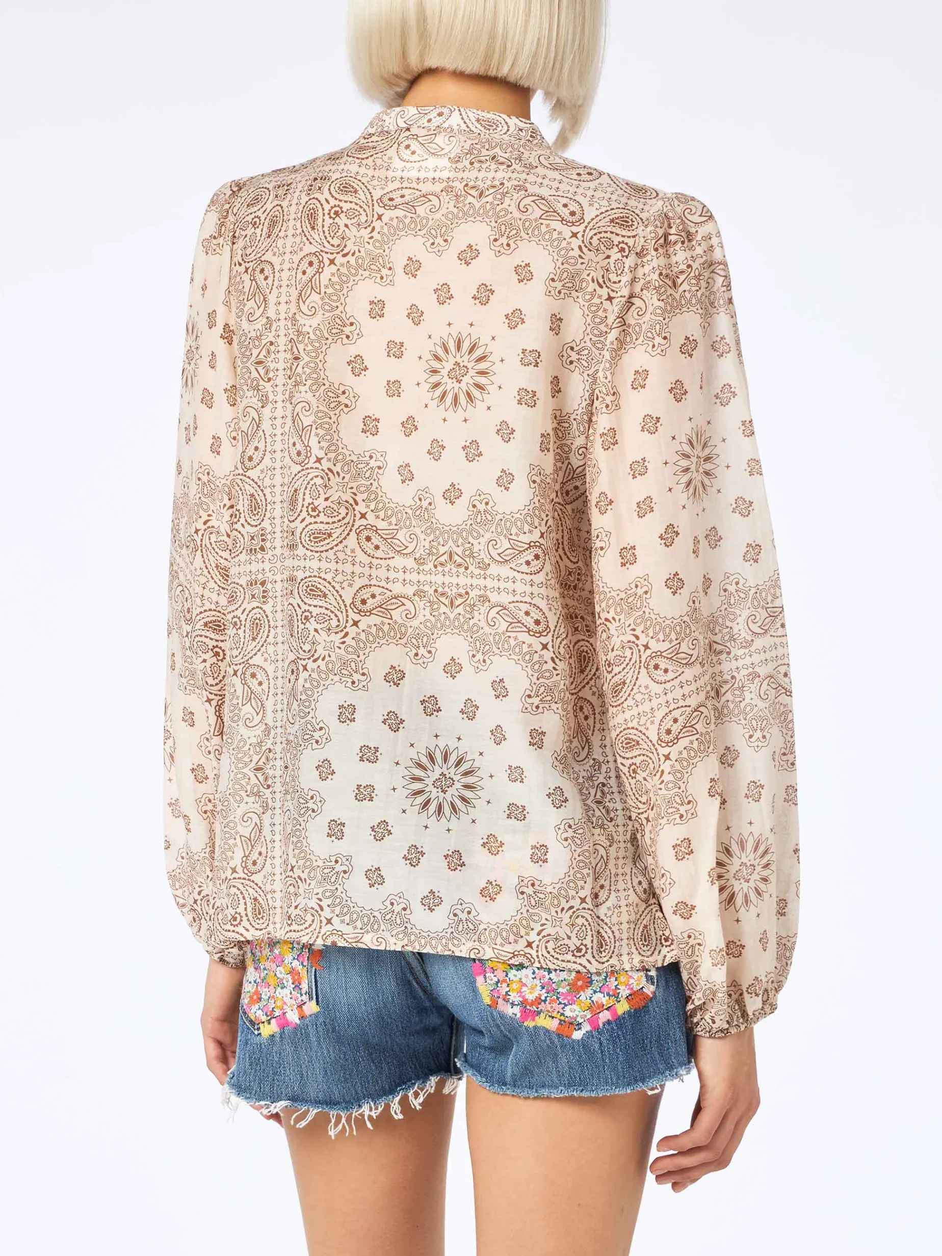 Damenbluse aus Seiden-Voile Harper mit Bandanna-Print