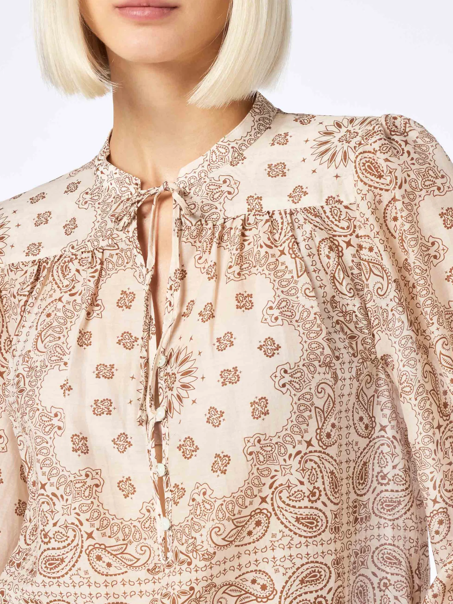 Damenbluse aus Seiden-Voile Harper mit Bandanna-Print