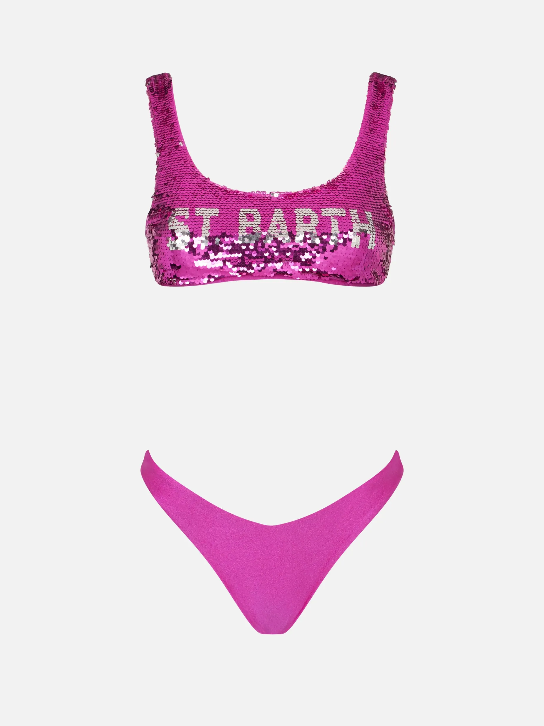 Damen-Bralette-Bikini mit fuchsiafarbenen Pailletten