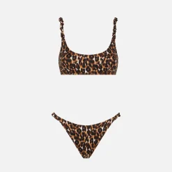 Damen-Bralette-Bikini mit Leopardenmuster